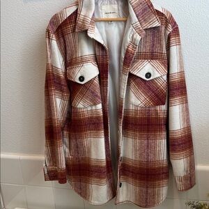 Thread & Supply Plaid Utility Jacket in Red and Cream